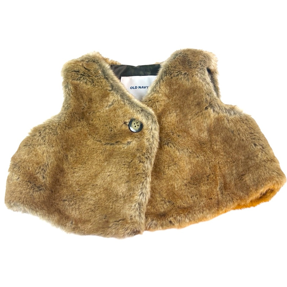 Old Navy Girls Faux Fur Vest in Brown Size 12-18 Months Fall Style